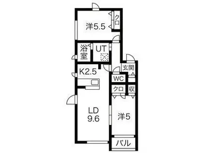 リーブラMテラス(2LDK/3階)の間取り写真