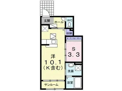 レスペヘリオスC棟(1SK/1階)の間取り写真
