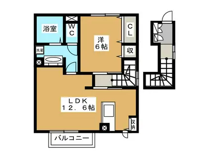 ソーラーハイツ(1LDK/2階)の間取り写真