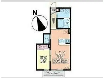 ANYRE高砂駅東II(1LDK/2階)の間取り写真
