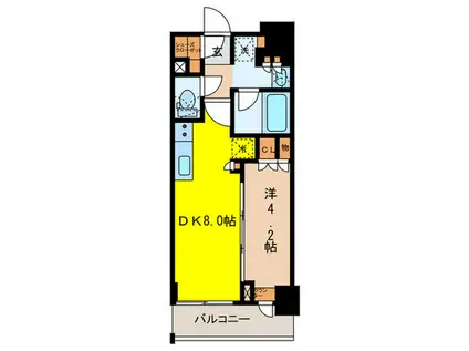 クレストコート白金高輪(1DK/5階)の間取り写真