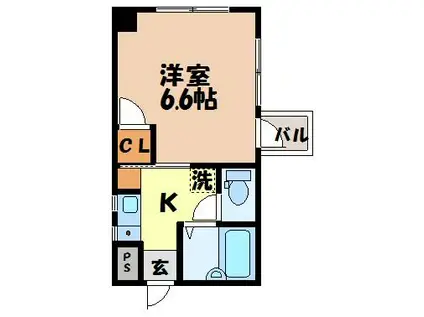 ラガール(1K/2階)の間取り写真