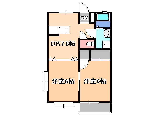 グリーンビラ福(2DK/2階)の間取り写真
