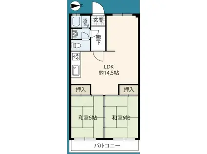 ニューハイツ新在家(2LDK/3階)の間取り写真