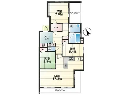 クオレール(3LDK/3階)の間取り写真