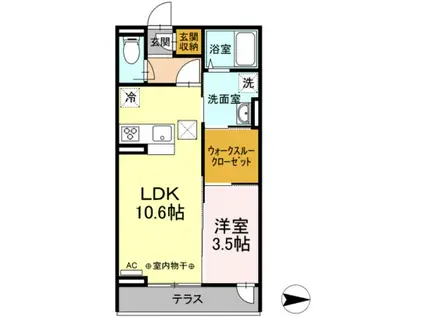 ルミエール本厚木(1LDK/1階)の間取り写真