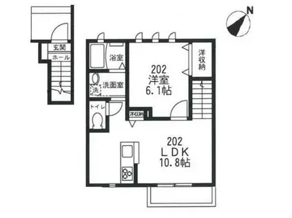 シャンドマイス(1LDK/2階)の間取り写真