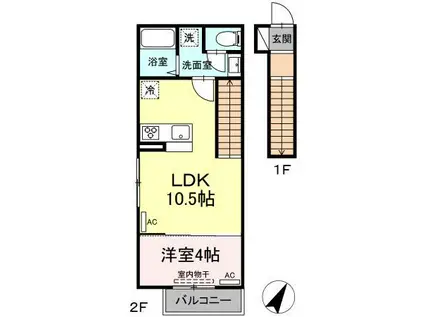 ハレ カイマナ(1LDK/2階)の間取り写真