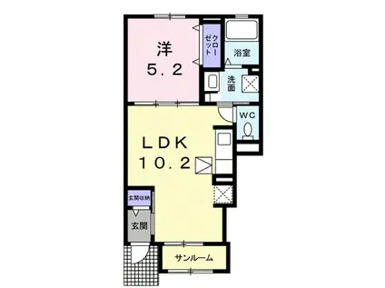 エアリー I(1LDK/1階)の間取り写真