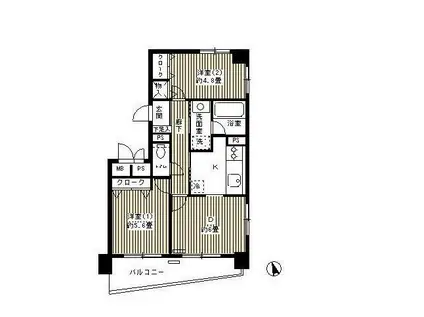 グランス木場公園(2DK/6階)の間取り写真