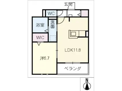 2ND PURA-T(1LDK/1階)の間取り写真