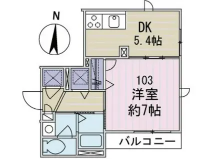メゾン ハピネス(1DK/1階)の間取り写真