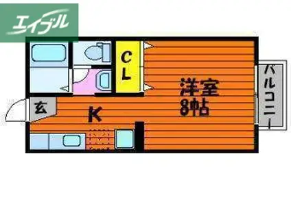 フローラル・コート(1K/1階)の間取り写真