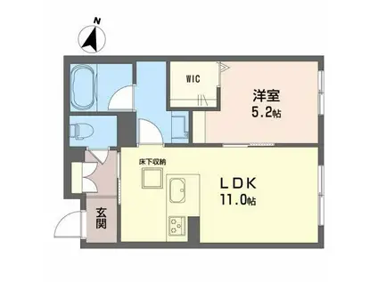 TOCO-TOCO井口(1LDK/1階)の間取り写真
