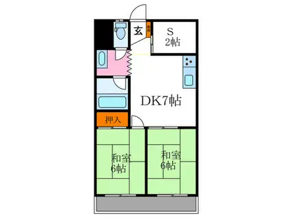 第1久米マンション(2SDK/3階)の間取り写真