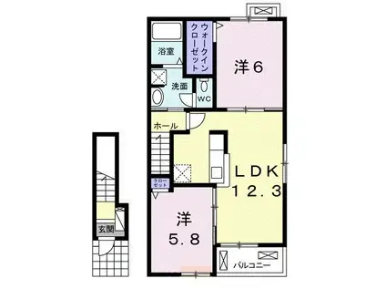 パール II(2LDK/2階)の間取り写真