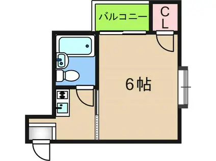メイプルリーフ天神ノ森(1K/1階)の間取り写真