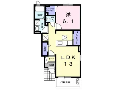 トルテュパシアン港ヶ丘(1LDK/1階)の間取り写真