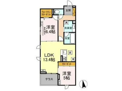 ラ・ペッシュ(2LDK/1階)の間取り写真