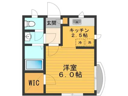 カルフール(1K/2階)の間取り写真