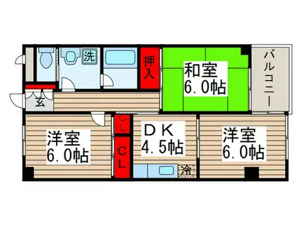 ラトゥールド-ル(3DK/4階)の間取り写真