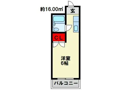 リアルシティ本城B棟(ワンルーム/4階)の間取り写真