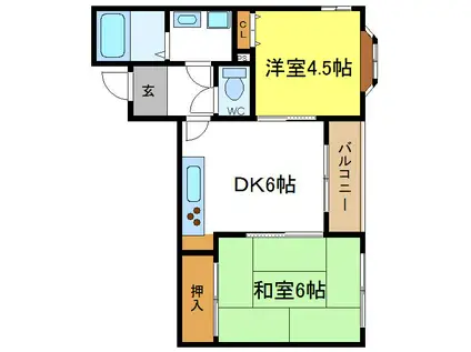 エトルアンボーテ平野(2DK/5階)の間取り写真