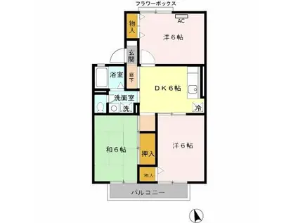 サンシャイン(3DK/2階)の間取り写真