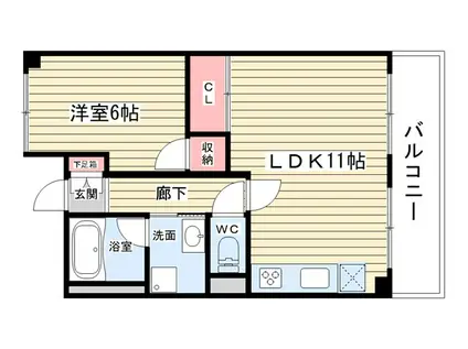 プリメゾン豊中(1LDK/4階)の間取り写真