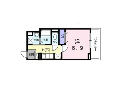 ヒカルサ京都大宮中林II(1K/1階)の間取り写真