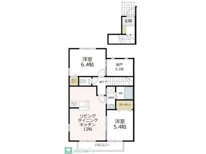 シャルマン(2SLDK/2階)の間取り写真