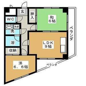 ウエストコート又穂(2LDK/2階)の間取り写真