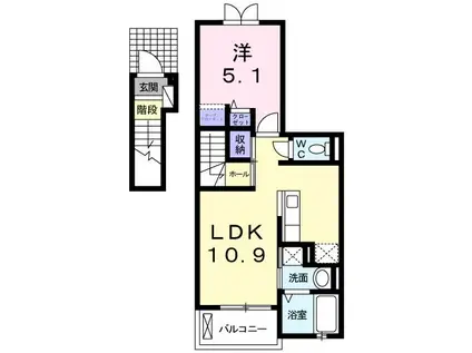 シェフィールド(1LDK/2階)の間取り写真