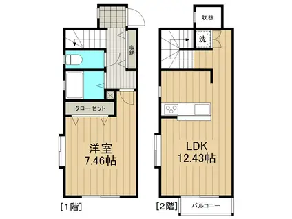 アミュレット茅ヶ崎(1LDK/1階)の間取り写真