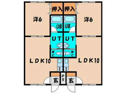 ピュアパレス人見(1LDK/2階)の間取り写真