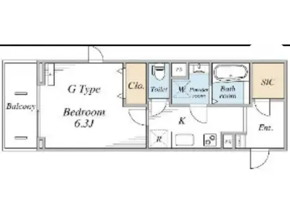 リブリ西横浜II(1K/1階)の間取り写真