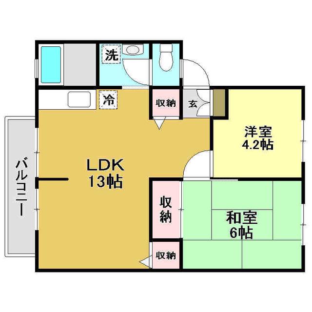 イチゴハイツI(2LDK/2階)の間取り写真