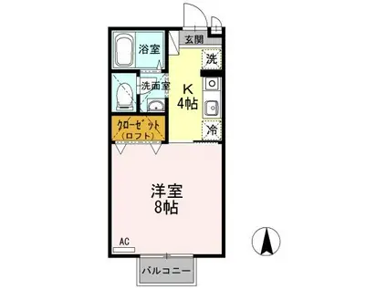 セジュールM(1K/2階)の間取り写真