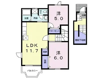 クレストールふじII(2LDK/2階)の間取り写真