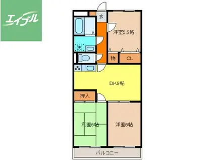 スカイハイツハマII(3DK/3階)の間取り写真