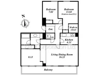 ディプロマット緑ヶ丘(3LDK/2階)の間取り写真