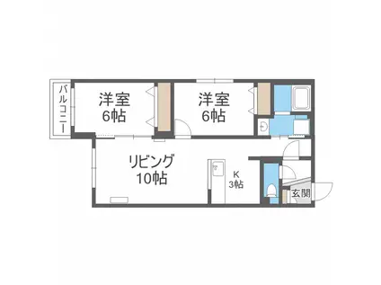 グランメール平岸1-2(2LDK/2階)の間取り写真