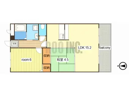 スタットニューヘン英賀保(2LDK/1階)の間取り写真