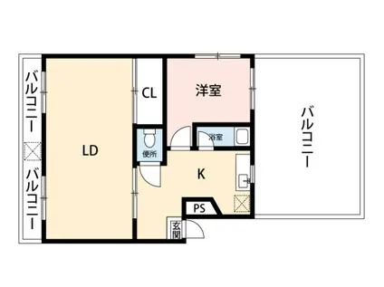 メゾン・メジテラーネ(1LDK/3階)の間取り写真