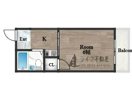 藤井マンション岩田(ワンルーム/3階)の間取り写真