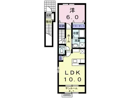 ニューキャロットII(1LDK/2階)の間取り写真