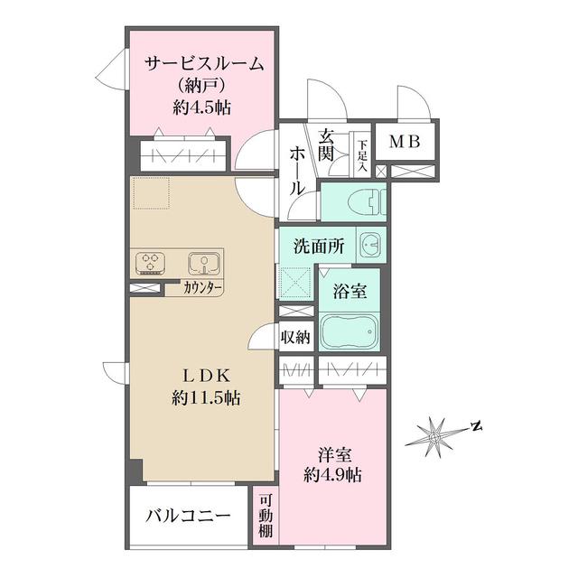 LA PERLA 桜新町(1SLDK/1階)の間取り写真