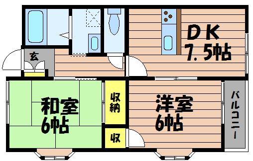 デュエル倉敷(2DK/2階)の間取り写真