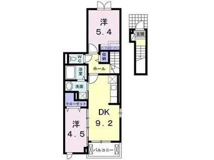 クレール石田(2DK/2階)の間取り写真