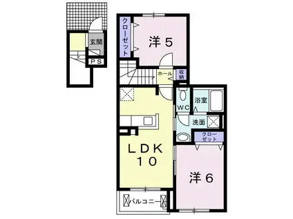 ルミナーレ西浜(2LDK/2階)の間取り写真